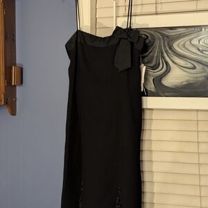 Karin Stevens Black Dress with Bow And Lace Detail